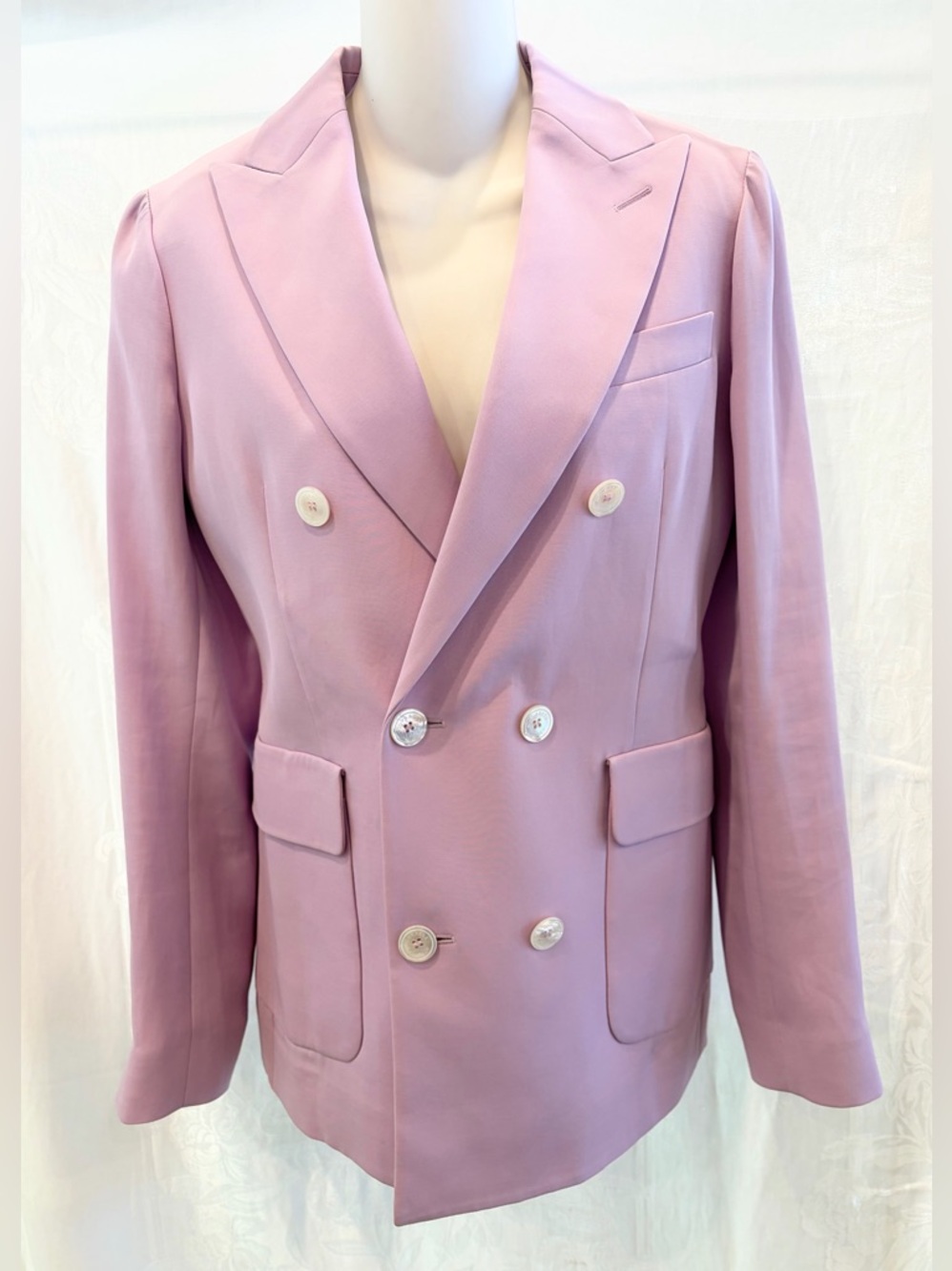 DSQUARED Lilac Silk Blend Double Breasted Blazer 42 6 $1200